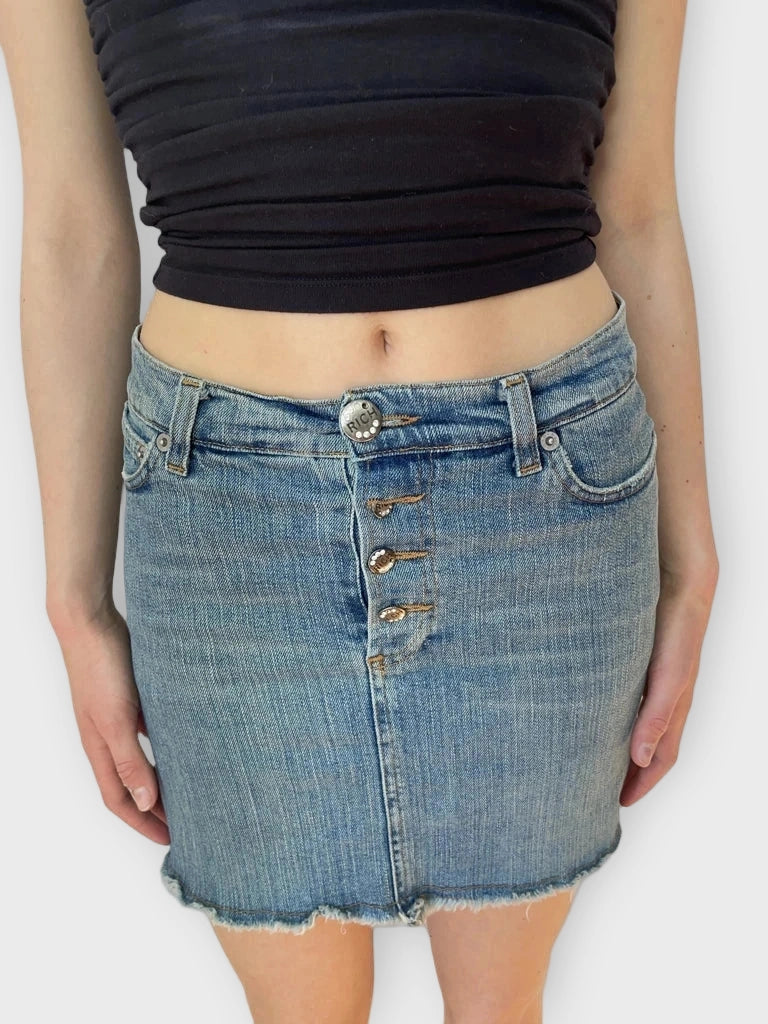 front view, 2000s Richmond Denim Skirt, vintage Y2K second hand piece
