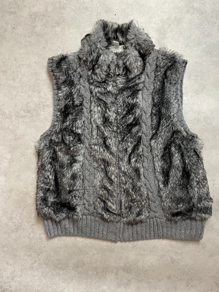 Y2K Faux Fur Gilet in Soft Beige (M)