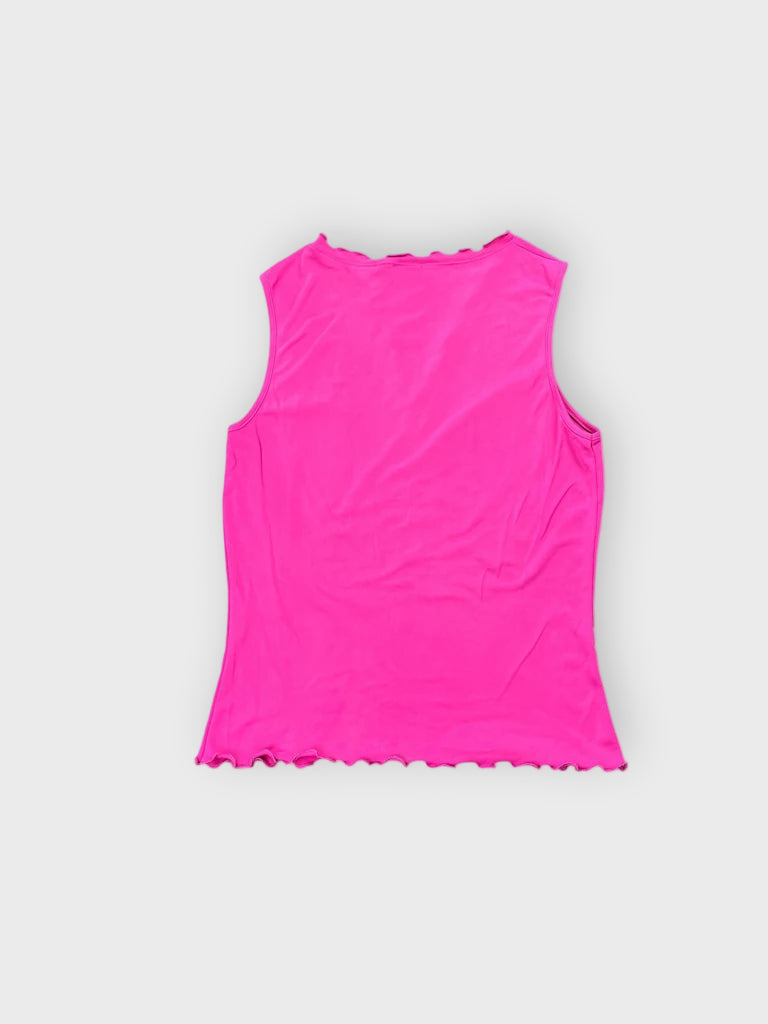 back view, Cavalli Hot Pink Ruched V-Neck Tank Top, vintage Y2K second hand piece