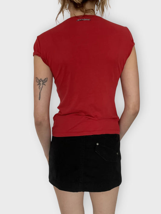 back view, Sisley Black Miniskirt with Belt, vintage Y2K second hand piece
