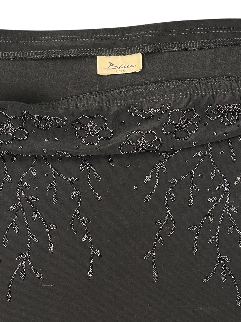 detail view, Blise )Black Blossom Embroidered Top (S, vintage Y2K second hand piece