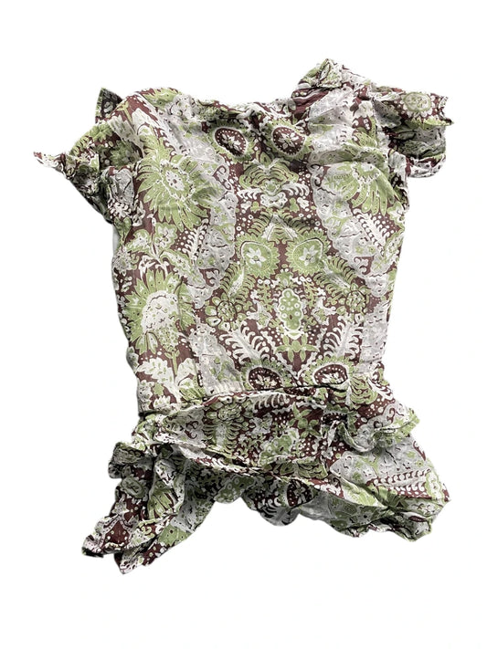 back view, Uniform Green Paisley Wrap Blouse, vintage Y2K second hand piece