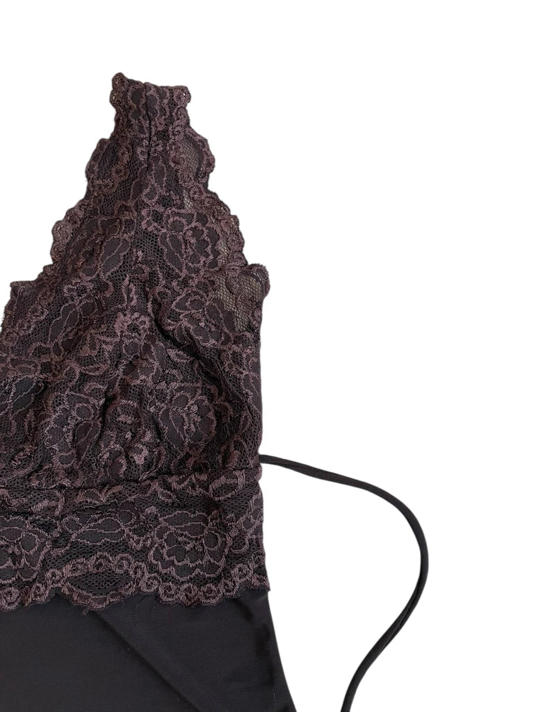 detail view, Tailor sweet mocha – slip top with lace detail, vintage Y2K second hand piece, image 5