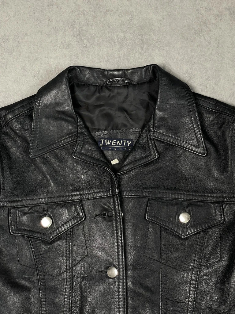 detail view, Twenty Firenze Leather Jacket, vintage Y2K second hand piece