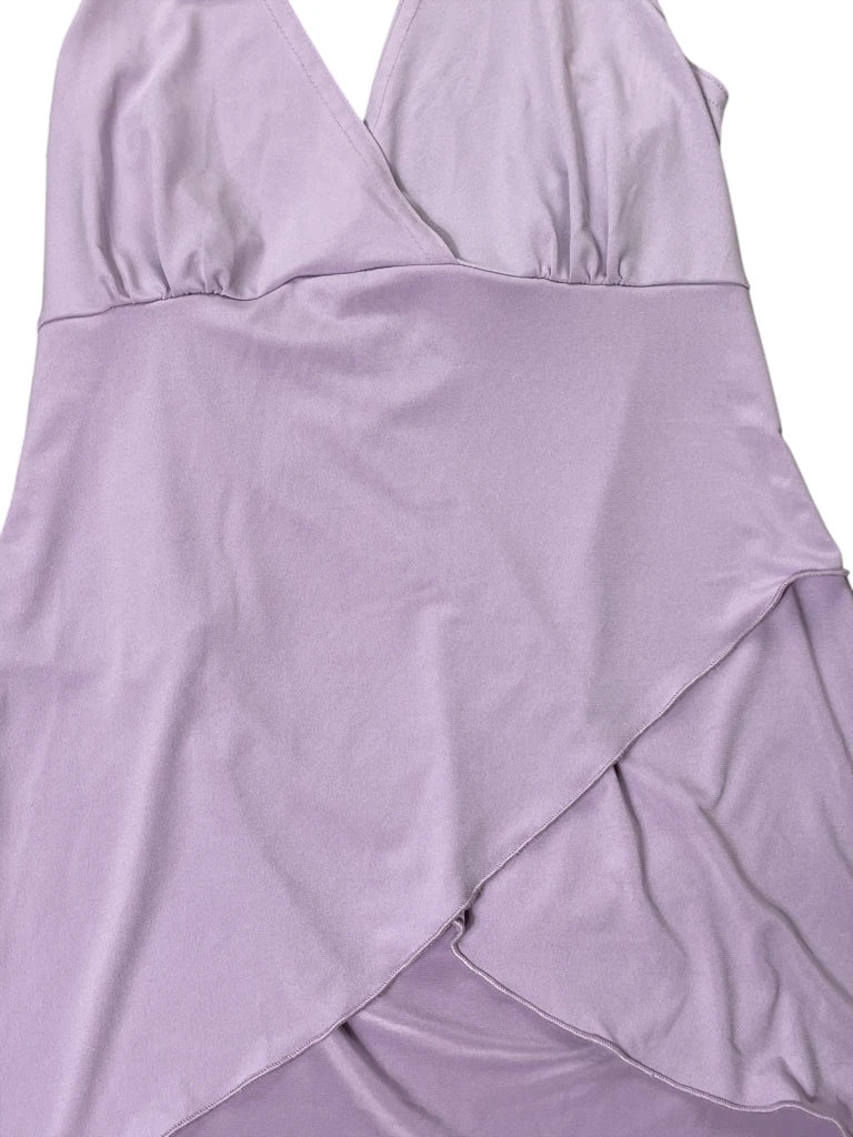 detail view, Byer California Lilac Satin Wrap Halter Top, vintage Y2K second hand piece, image 6