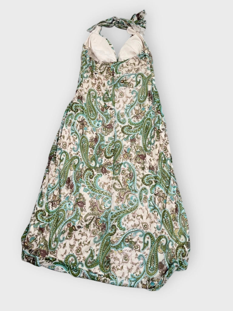 Mocha Ruched Satin-Chiffon Vintage Gown (XL)