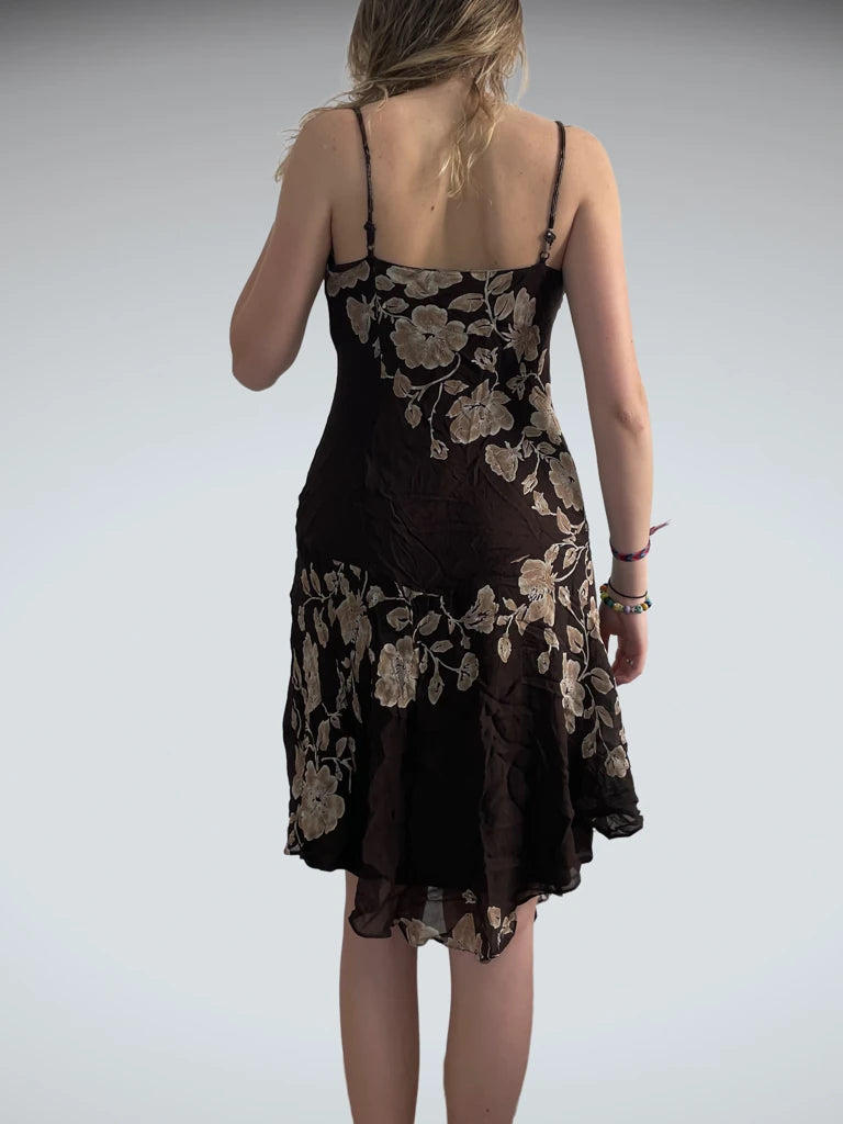 back view, Eva Blue earth bloom – embroidered fairy dress (M?), vintage Y2K second hand piece