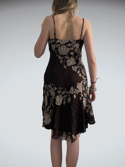 back view, Eva Blue earth bloom – embroidered fairy dress (M?), vintage Y2K second hand piece