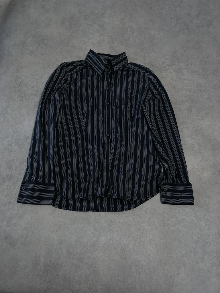 detail view, New York & Company Black Striped Shirt, vintage Y2K second hand piece, image 6