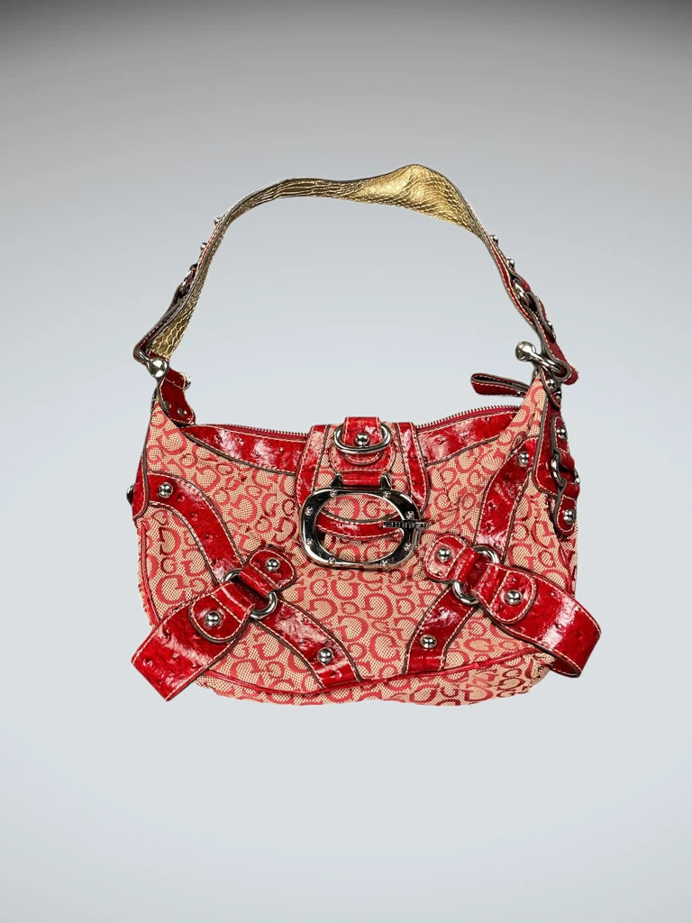front view, Guess Red Monogram Buckle Bag (ONESIZE), vintage Y2K second hand piece