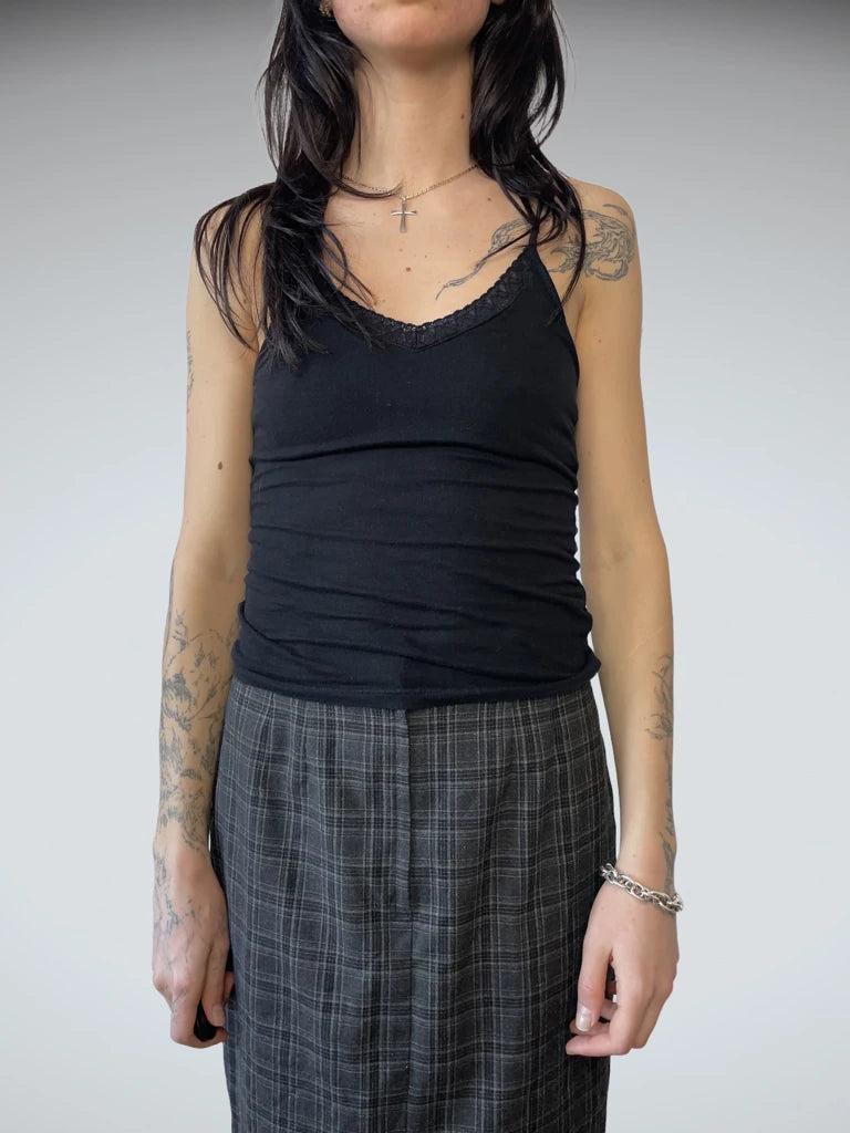 front view, Black Tank Top, vintage Y2K second hand piece