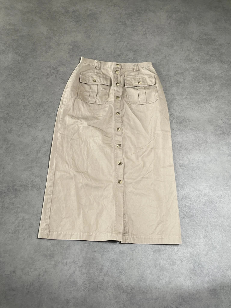 detail view, Edeis beige long skirt, vintage Y2K second hand piece, image 6