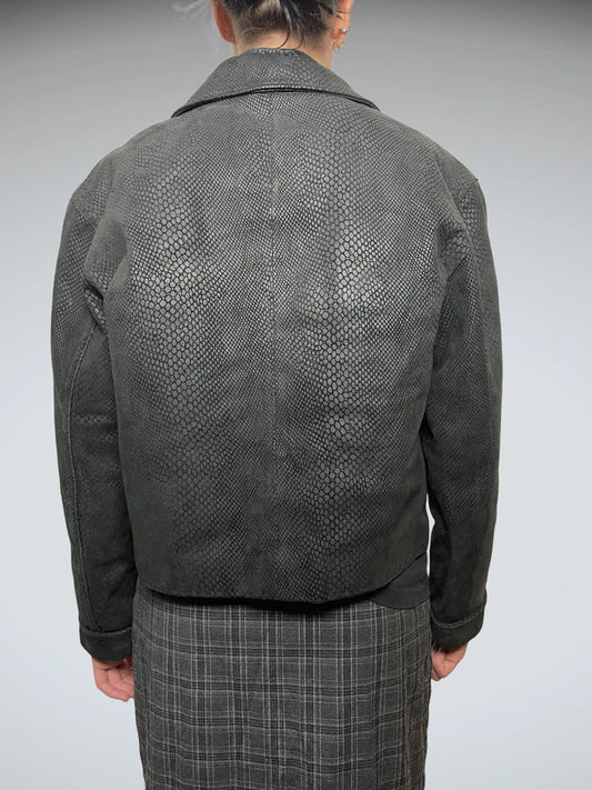back view, Vera Pelle snake black jacket, vintage Y2K second hand piece