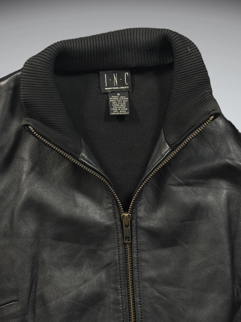 detail view, INC Black Genuine Leather Vest, vintage Y2K second hand piece, image 7