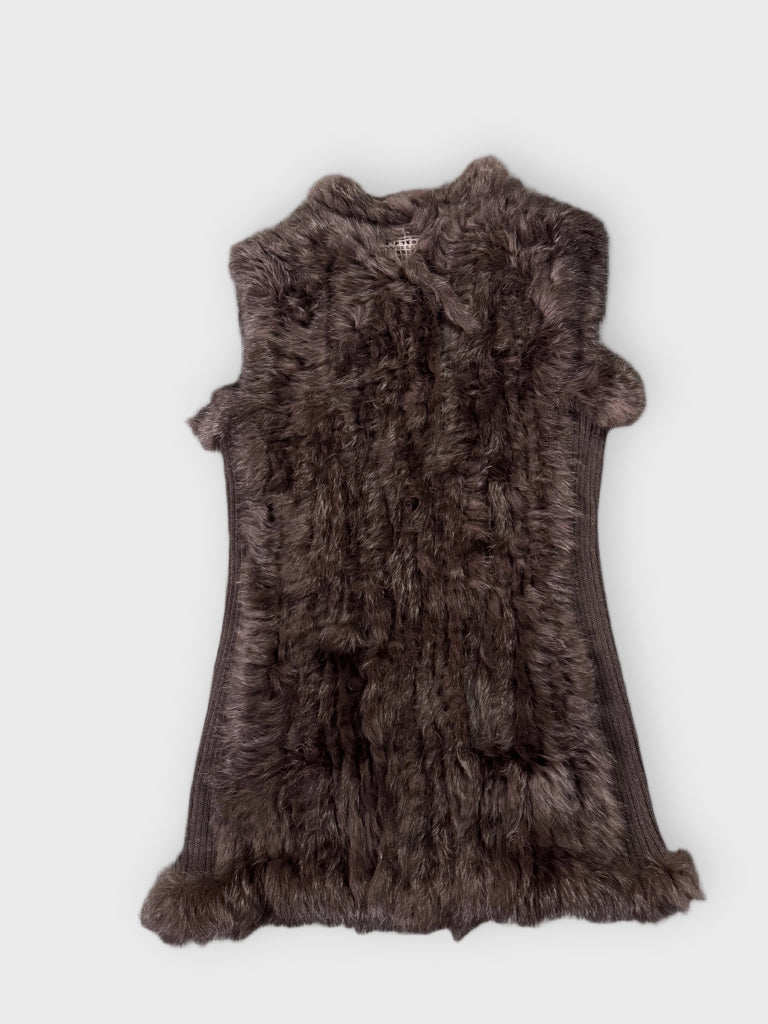 back view, Love Token Black Fur Vest, vintage Y2K second hand piece