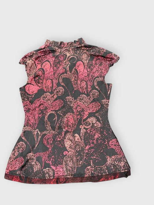 back view, Elie Tahari Baroque Print Blouse, vintage Y2K second hand piece
