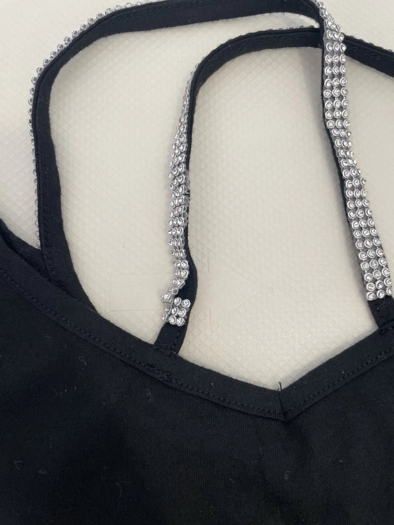 detail view, CRYX Black Rhinestone Trim Tank Top, vintage Y2K second hand piece, image 4