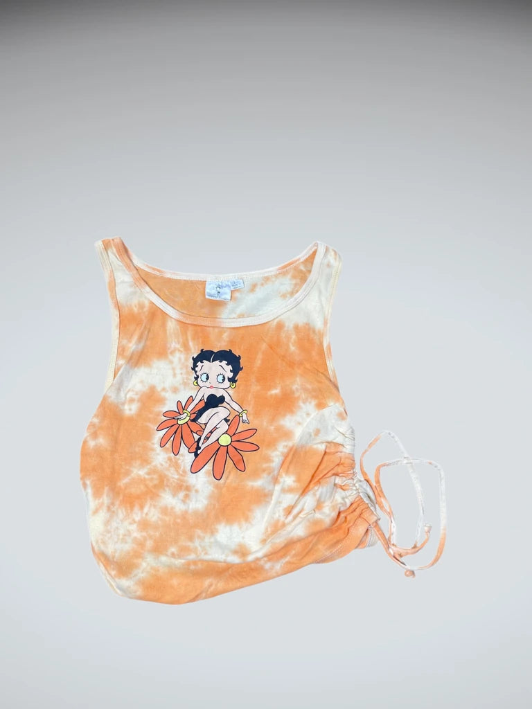 detail view, Betty Boop flower top, vintage Y2K second hand piece