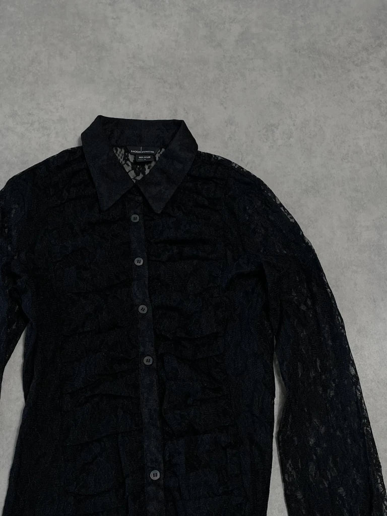 detail view, Moda International Lace Shirt, vintage Y2K second hand piece, image 4