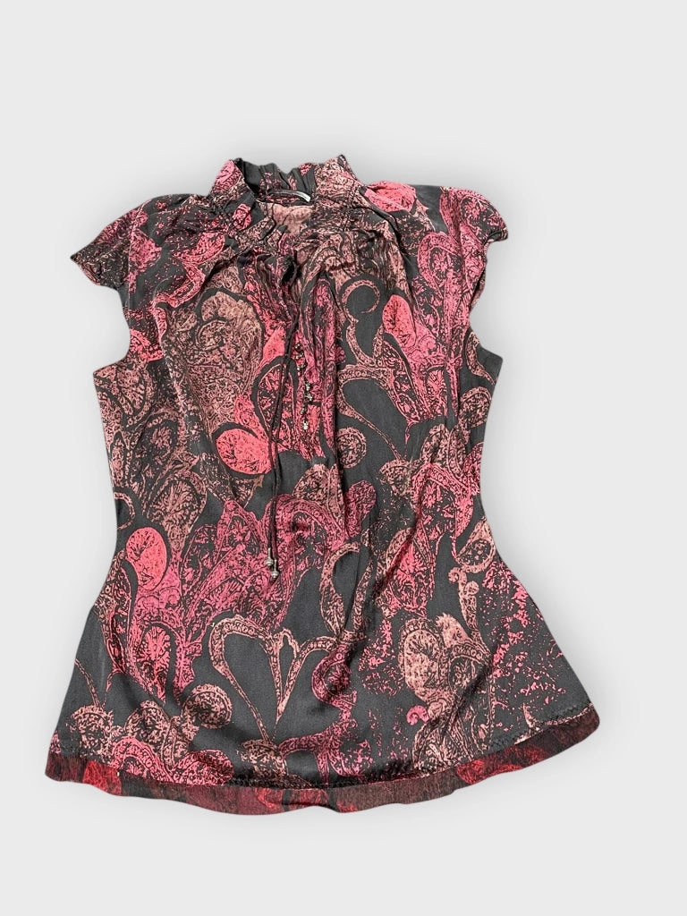 front view, Elie Tahari Baroque Print Blouse, vintage Y2K second hand piece