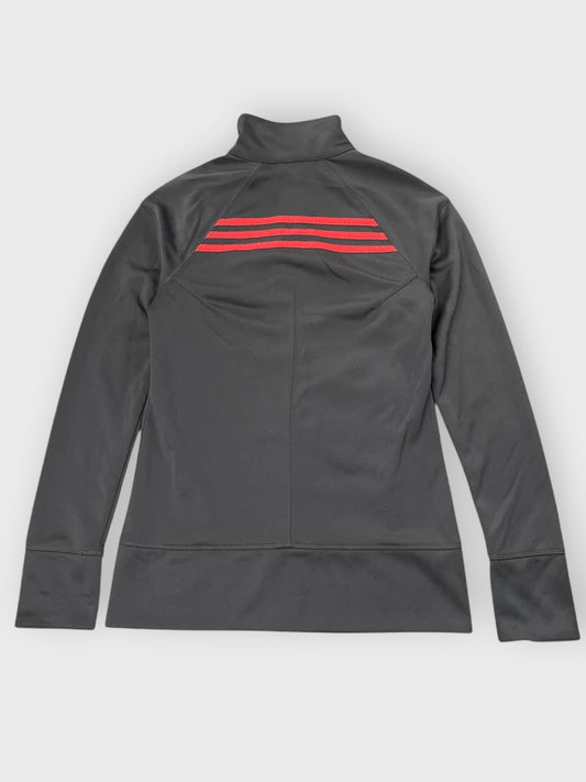 back view, Adidas Grey Full-Zip Performance Jacket, vintage Y2K second hand piece