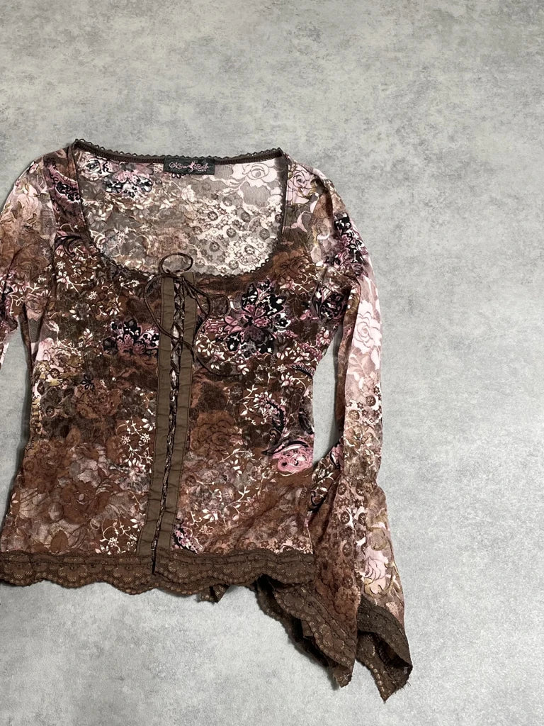 detail view, Nana Baila wits by long sleeve corset, vintage Y2K second hand piece, image 4