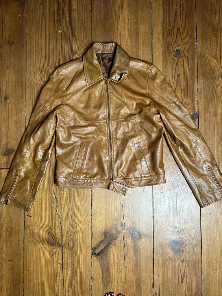 detail view, Kartika Brown Faux Leather Jacket, vintage Y2K second hand piece, image 6