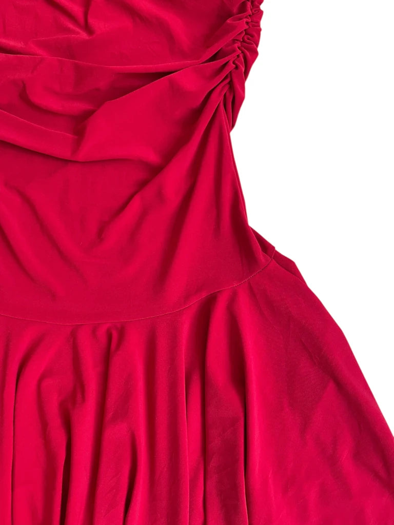detail view, Sirens rouge motion – flowy asymmetric dress, vintage Y2K second hand piece, image 4