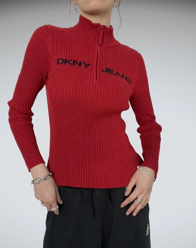front view, DKNY Jeans Collar sweater, vintage Y2K second hand piece