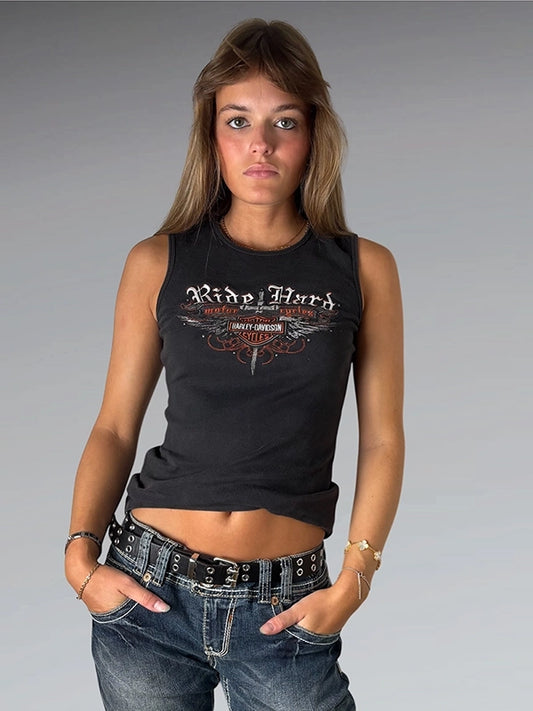 front view, Harley-Davidson Harley Davidson Graphic Tank Top, vintage Y2K second hand piece