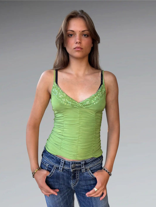 front view, Toomi Apple Satin Cami, vintage Y2K second hand piece