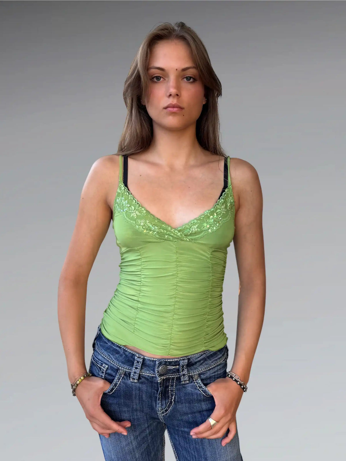 front view, Toomi Apple Satin Cami, vintage Y2K second hand piece