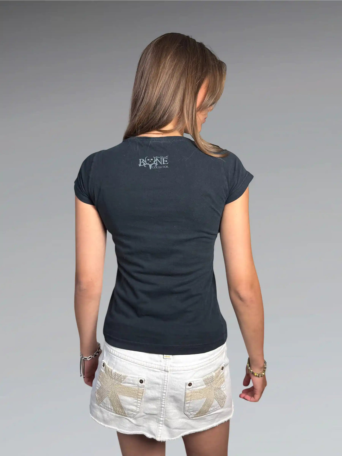 back view, Black Y2K Deer Graphic Tee, vintage Y2K second hand piece