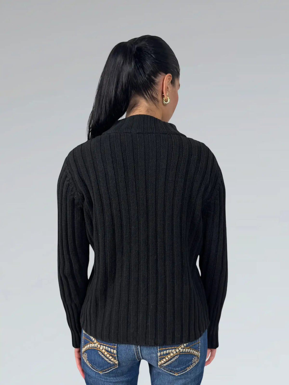 back view, Black Axcess Zip Cardigan, vintage Y2K second hand piece