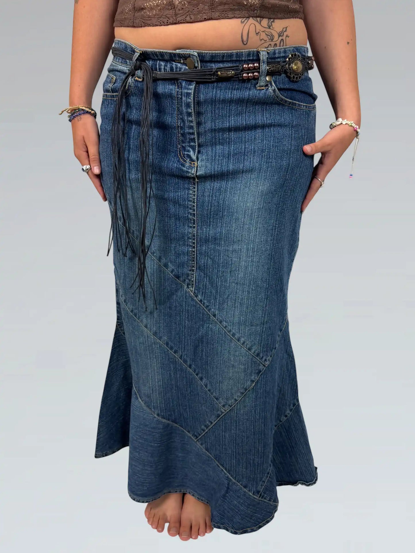 front view, Sweet Blues Blue Denim Skirt, vintage Y2K second hand piece