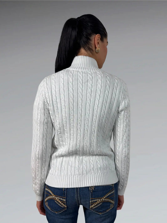 back view, Polo Ralph Lauren White Cable Knit Sweater, vintage Y2K second hand piece