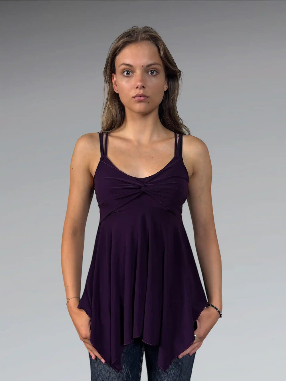 front view, Simple Purple Elegant Top, vintage Y2K second hand piece