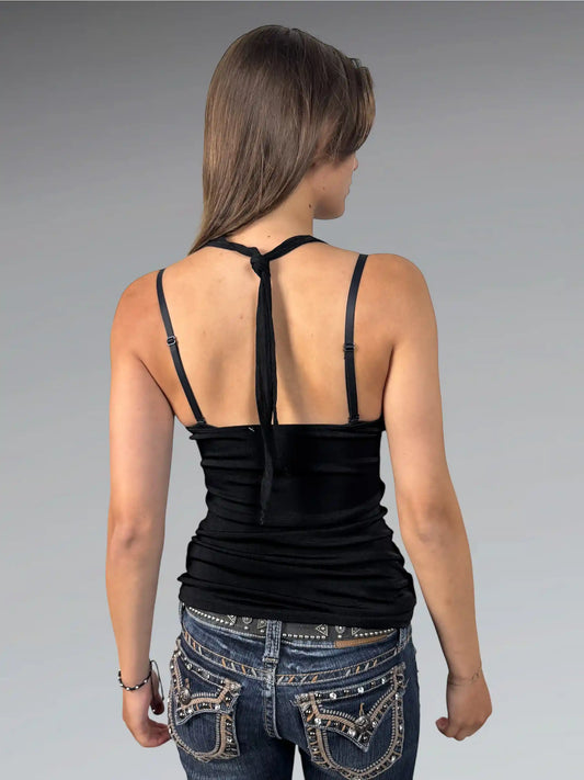 back view, Minimalist Black Lightweight Summer Top, vintage Y2K second hand piece