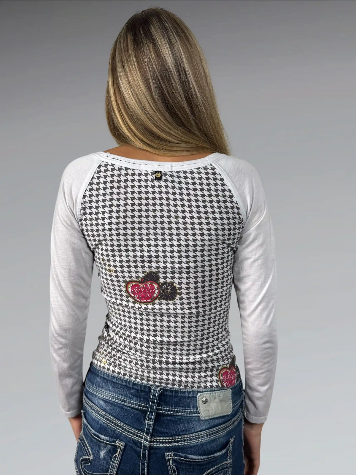 back view, White Apple Bottoms Rhinestone Logo Top, vintage Y2K second hand piece