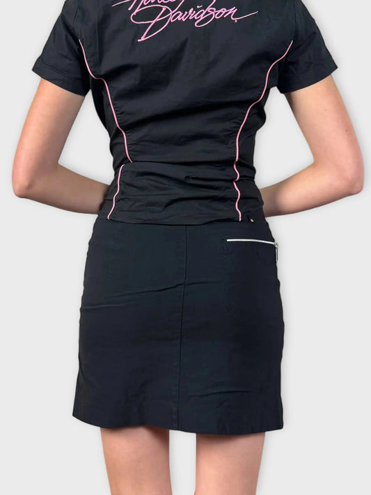 back view, Jamie Sadock Black Zip Detail Skirt, vintage Y2K second hand piece
