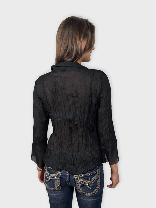 back view, Allison Taylor Chic Black Vintage Dress Top, vintage Y2K second hand piece