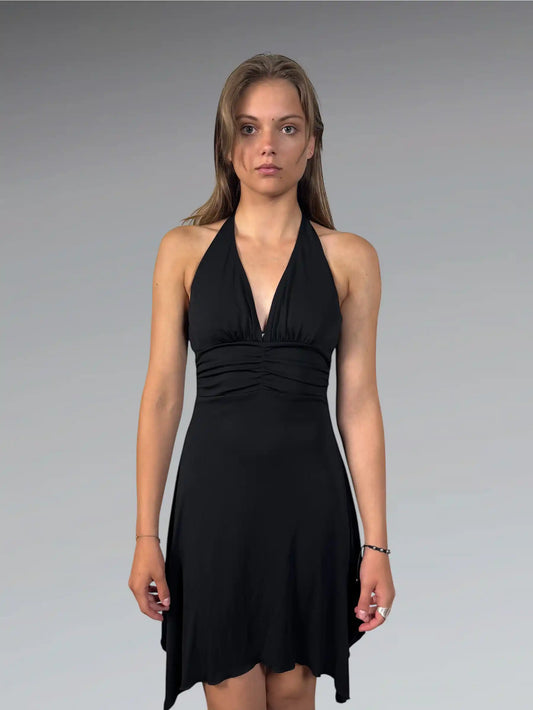 front view, Rampage Black Halter Dress Top, vintage Y2K second hand piece