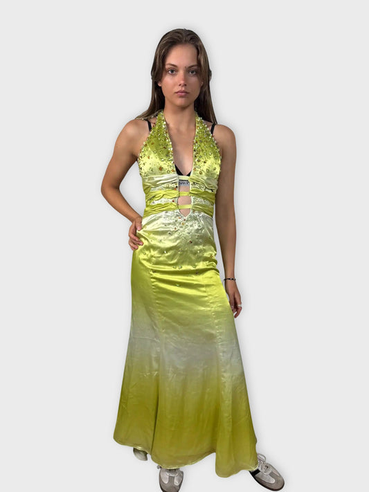 front view, Love Mel Emerald Dream Maxi Dress, vintage Y2K second hand piece