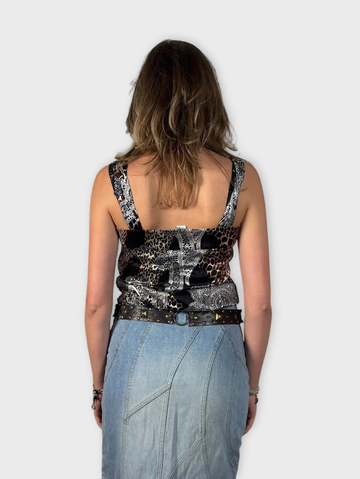 back view, Cache paisley animal mix cami, vintage Y2K second hand piece
