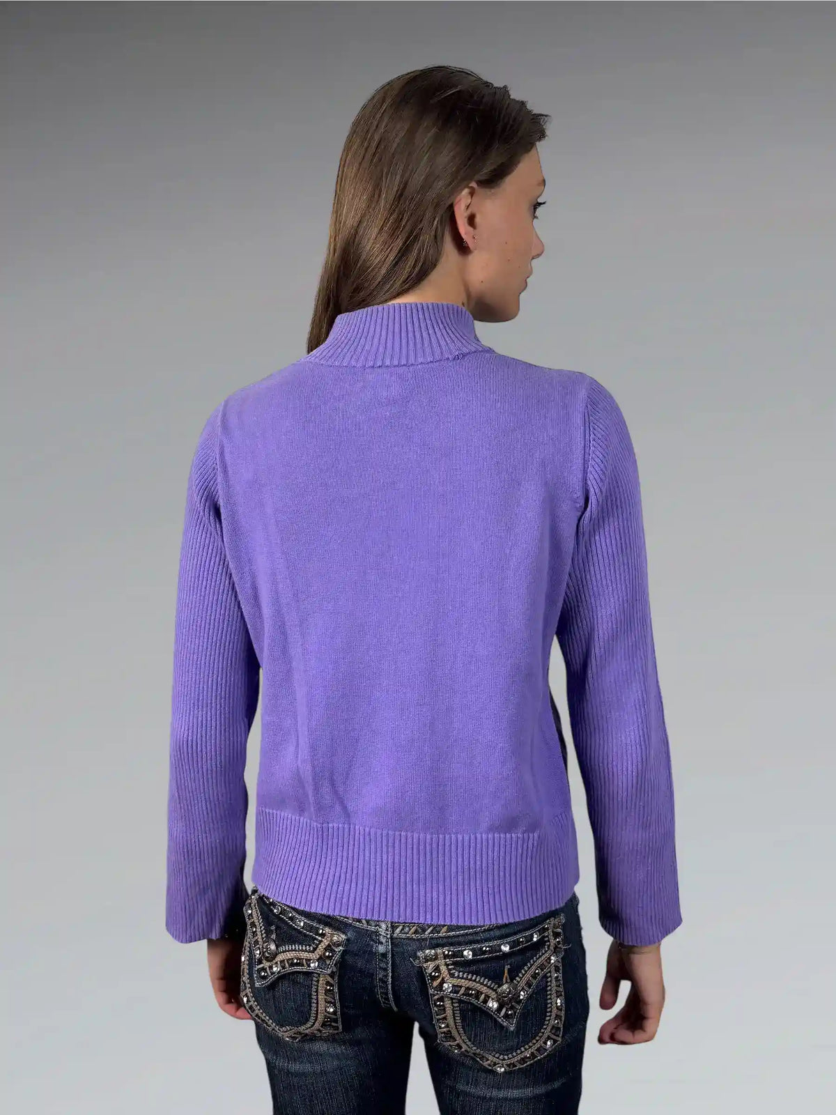 back view, Raffaela Purple Zip Sweater, vintage Y2K second hand piece