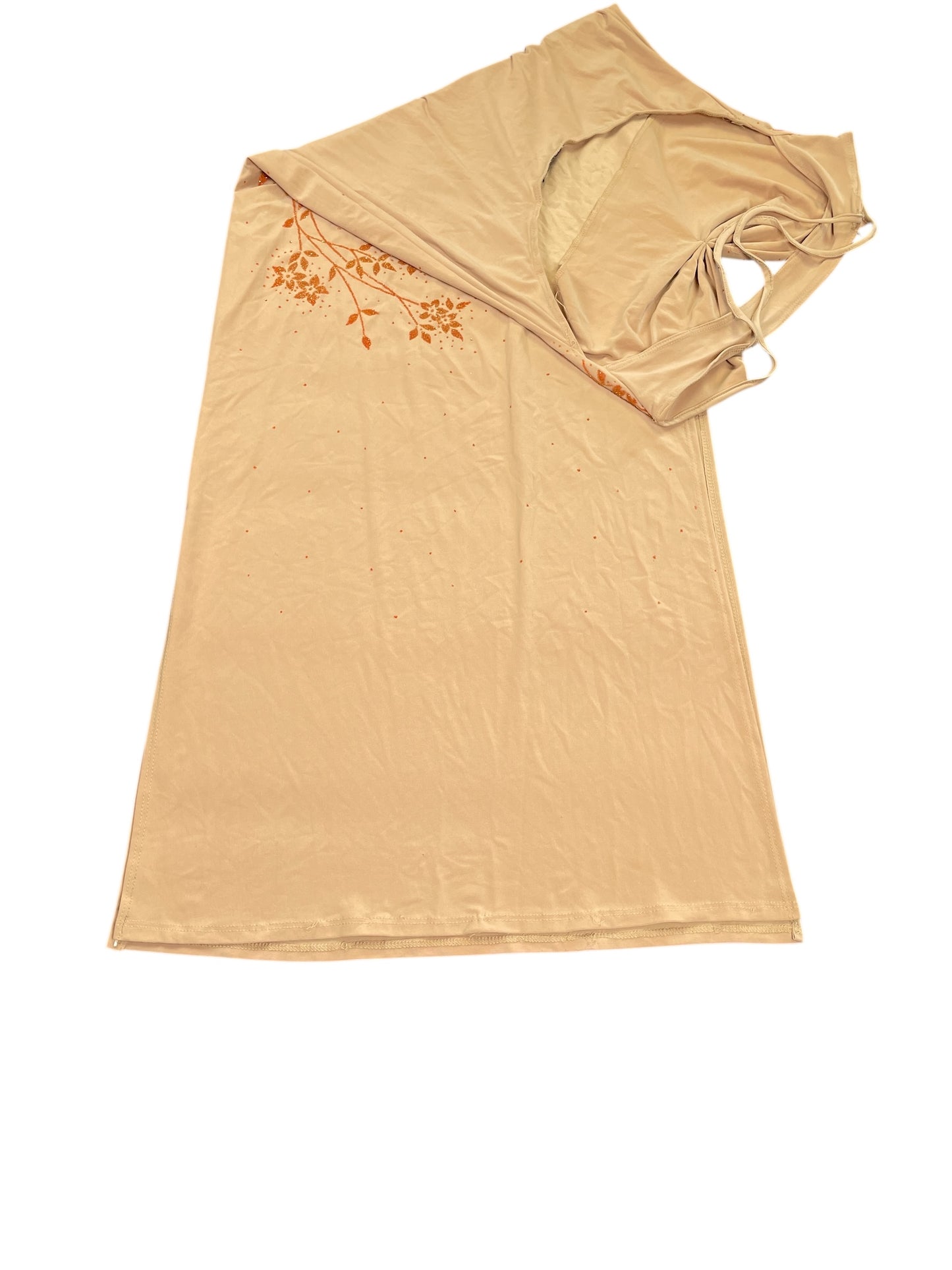 detail view, Sabora Yellow Floral Halter Maxi Dress, vintage Y2K second hand piece, image 5