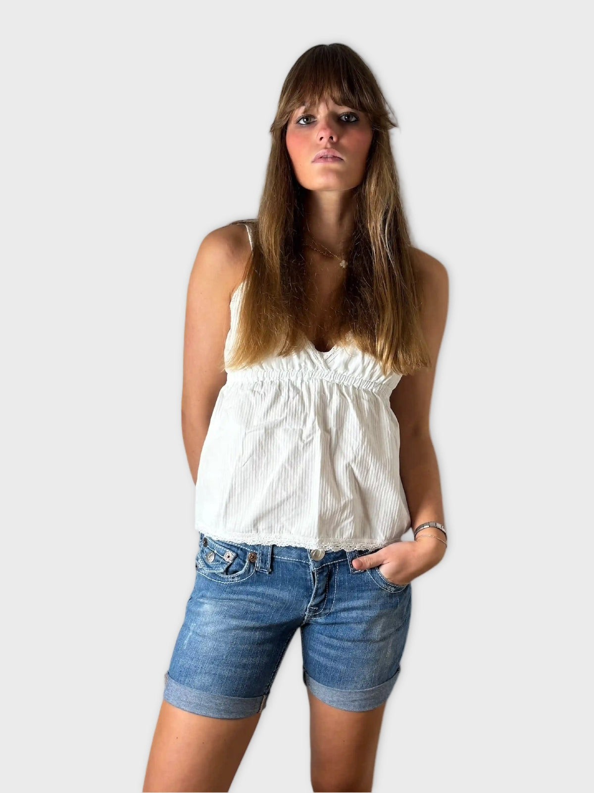 True Religion Light Wash Cutoff Denim Hotpants (S)