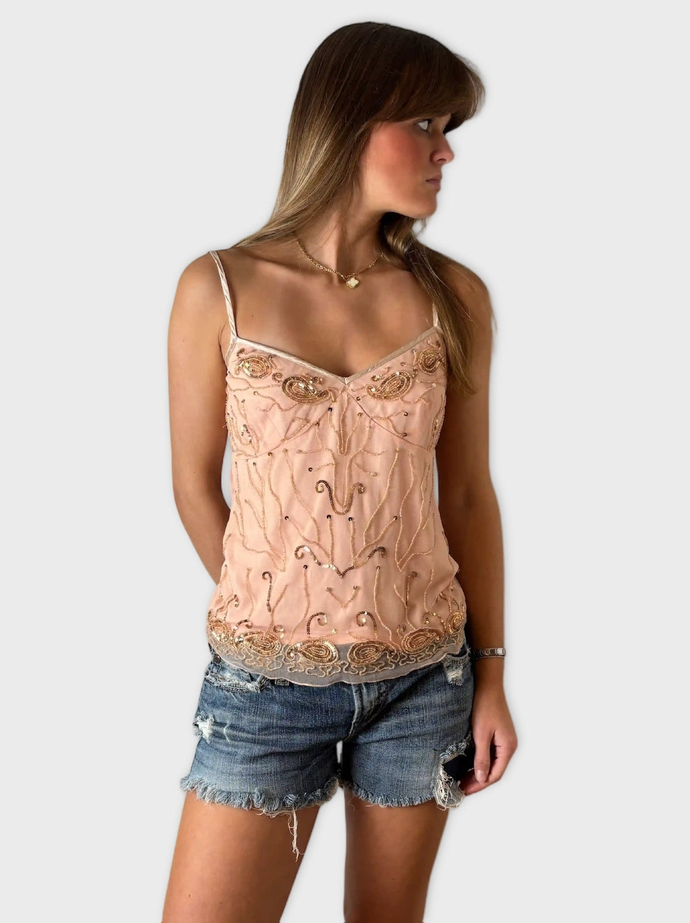 front view, Silver Jeans Heavy Distressed Denim Hotpants, vintage Y2K second hand piece