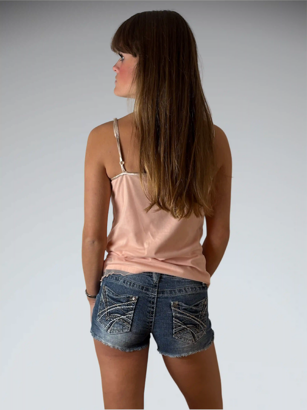 back view, Wall Flawor Wall Flavor Distressed Denim Hotpants, vintage Y2K second hand piece