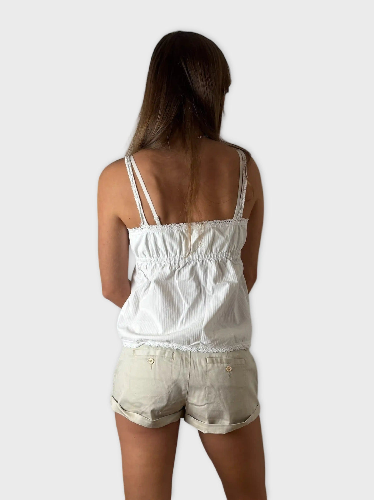 back view, Ocean Pacific OP Beige Chino Hotpants, vintage Y2K second hand piece